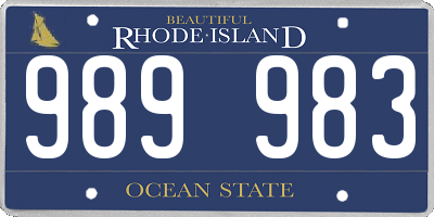 RI license plate 989983