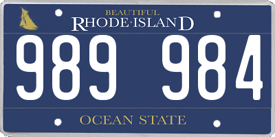 RI license plate 989984