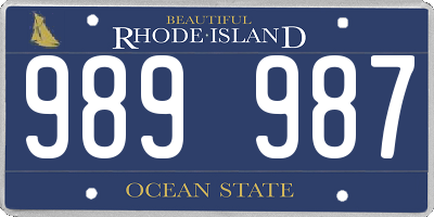 RI license plate 989987