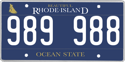 RI license plate 989988