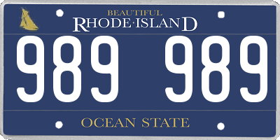 RI license plate 989989