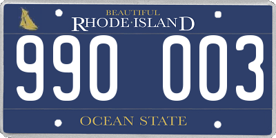 RI license plate 990003