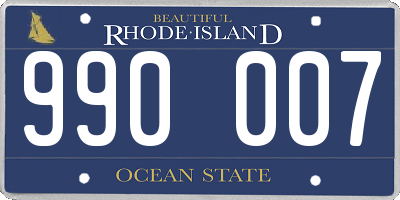 RI license plate 990007