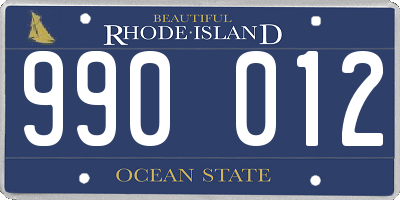 RI license plate 990012