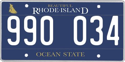 RI license plate 990034