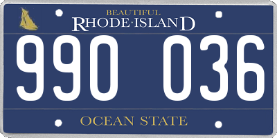 RI license plate 990036