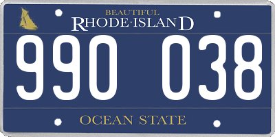 RI license plate 990038