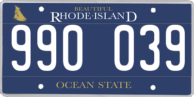 RI license plate 990039