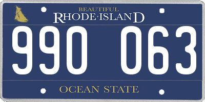 RI license plate 990063