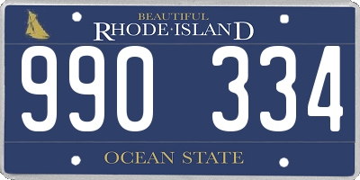 RI license plate 990334