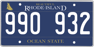 RI license plate 990932
