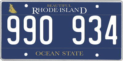 RI license plate 990934
