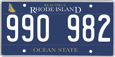 RI license plate 990982