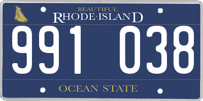 RI license plate 991038