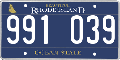 RI license plate 991039