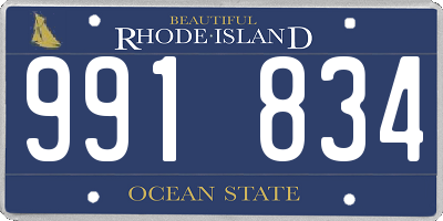 RI license plate 991834