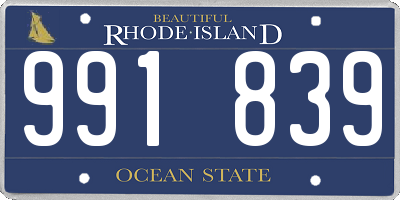 RI license plate 991839