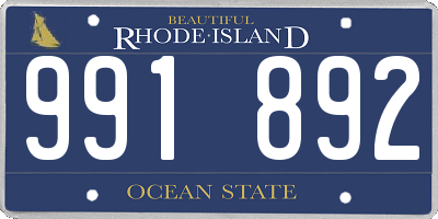 RI license plate 991892