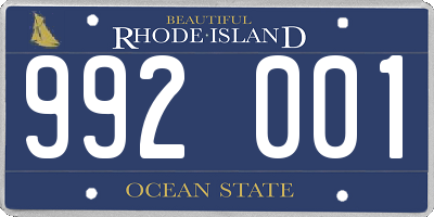 RI license plate 992001