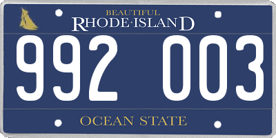 RI license plate 992003