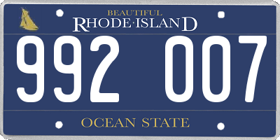 RI license plate 992007