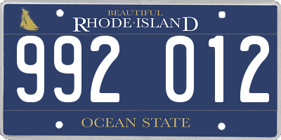 RI license plate 992012