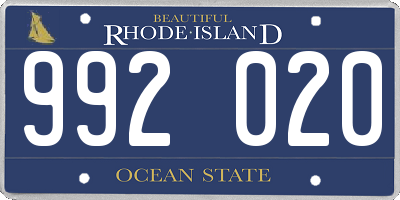 RI license plate 992020