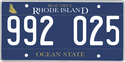 RI license plate 992025