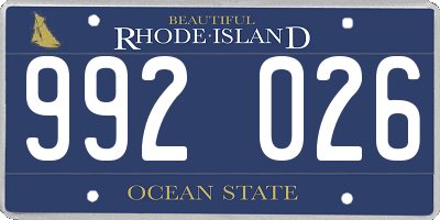 RI license plate 992026