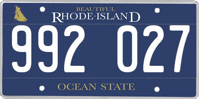 RI license plate 992027