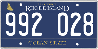 RI license plate 992028