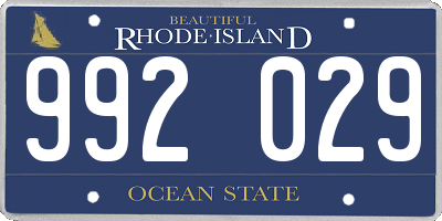 RI license plate 992029