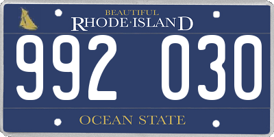 RI license plate 992030