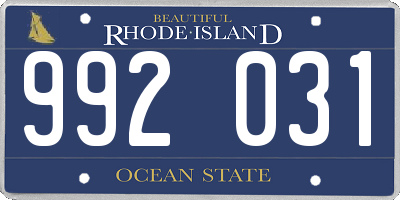 RI license plate 992031