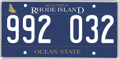 RI license plate 992032