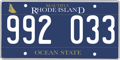 RI license plate 992033