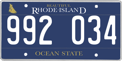 RI license plate 992034