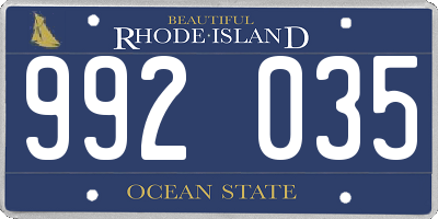 RI license plate 992035