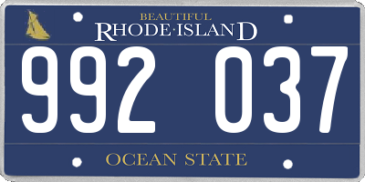 RI license plate 992037