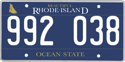 RI license plate 992038