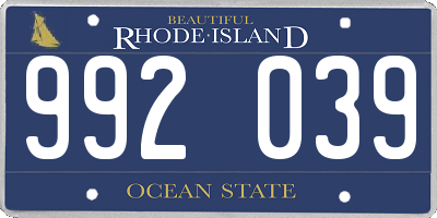 RI license plate 992039