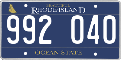 RI license plate 992040