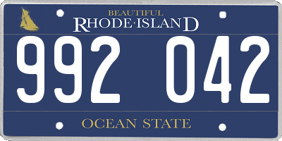 RI license plate 992042