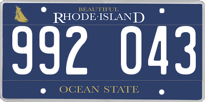 RI license plate 992043