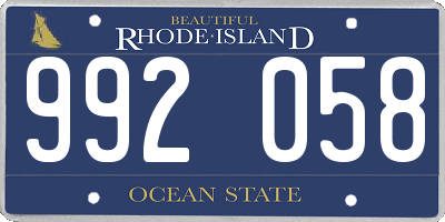 RI license plate 992058