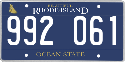 RI license plate 992061