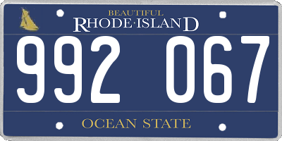 RI license plate 992067