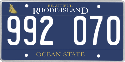 RI license plate 992070