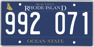 RI license plate 992071