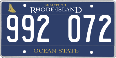 RI license plate 992072